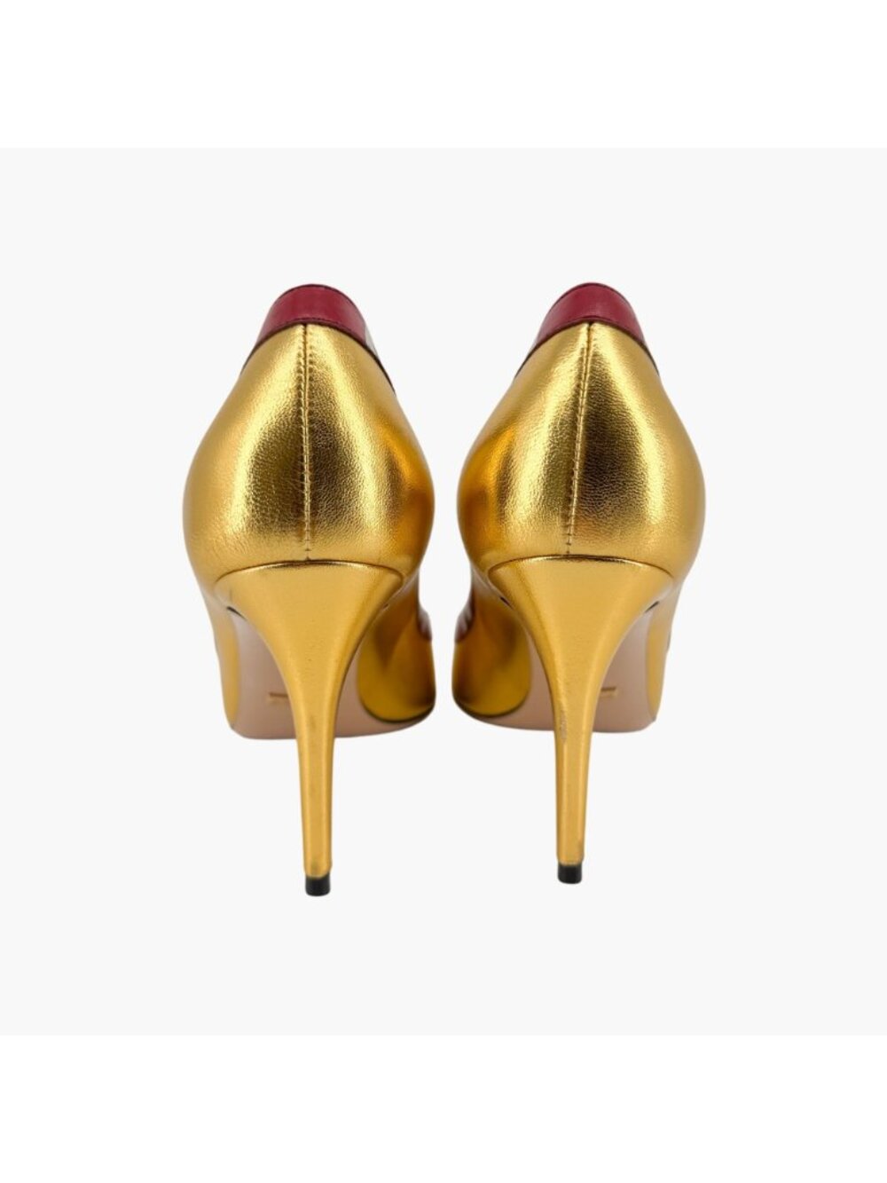 Gucci Yoko Snake Gold Metallic Leather Pumps High Heels Shoes Size 38.5 US 8.5 - Picture 6 of 16